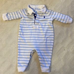 Ralph Lauren blue & white polo onesie (3-6m)